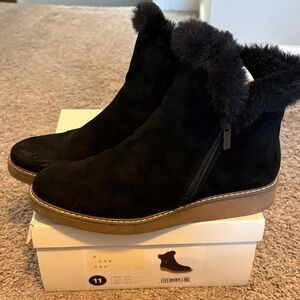 A New Day Women's Black Faux Fur Trim Boots